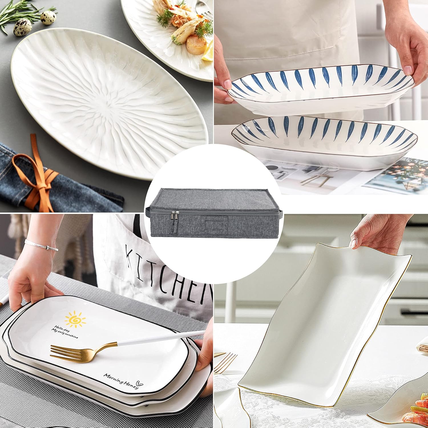 17x13x3.5 in Hard Shell Platter Storage Case, Pack of 2 K658897