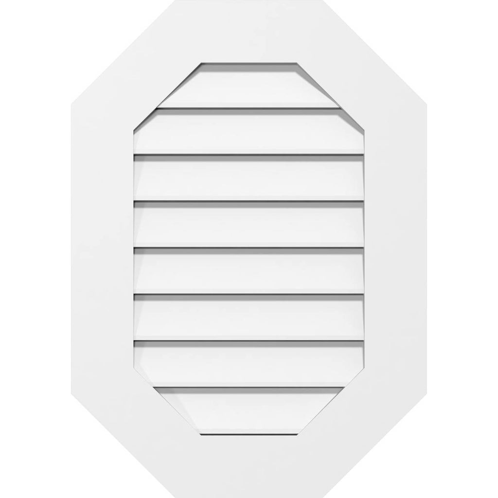 12x22W x 22x22H Vertical Elongated Octagon Surface Mount PVC Gable Vent W419857