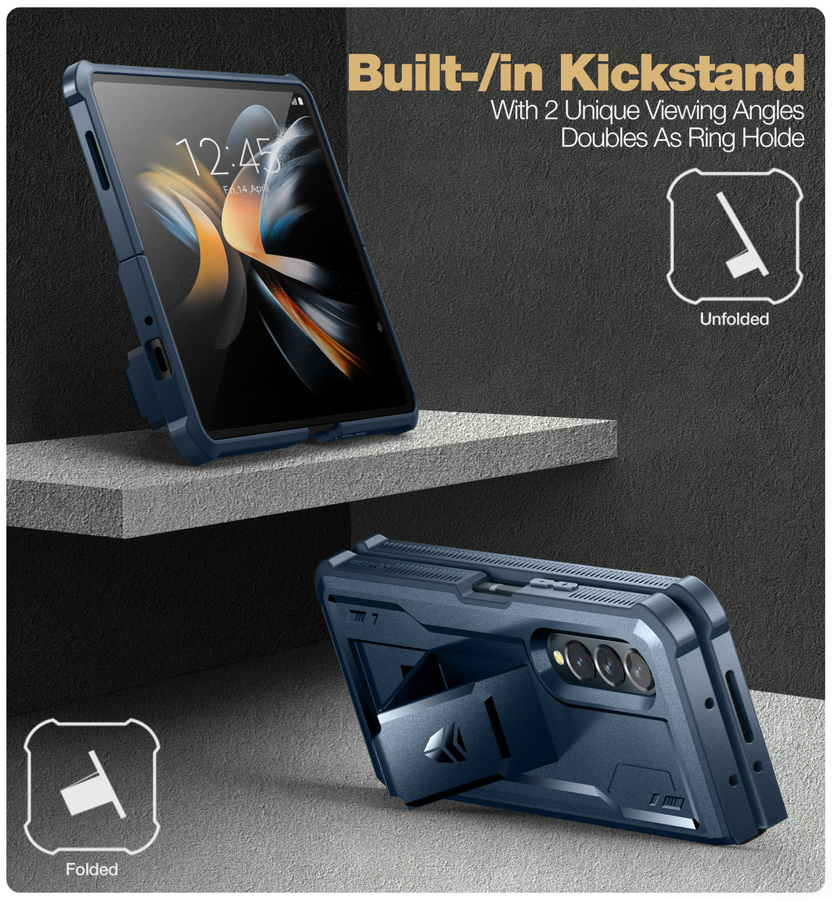 Navy Blue Shockproof Rugged Case with Kickstand Y2652