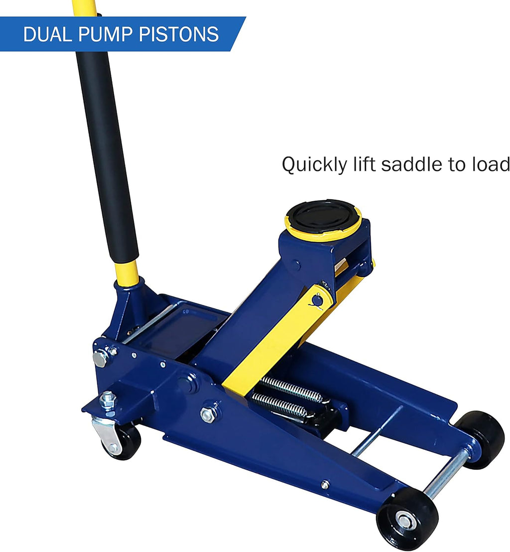 3 Ton Heavy-Duty Steel Hydraulic Floor Jack with Double Pumps O854564