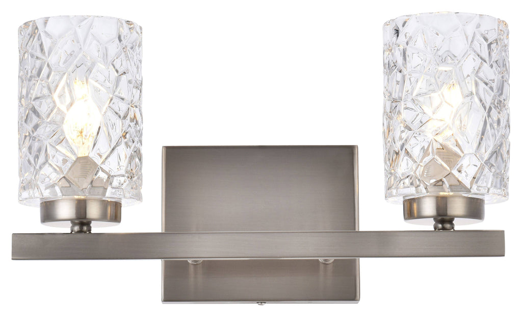 2 Lights Bath Sconce in Stain Nickel with Clear Shade W9061