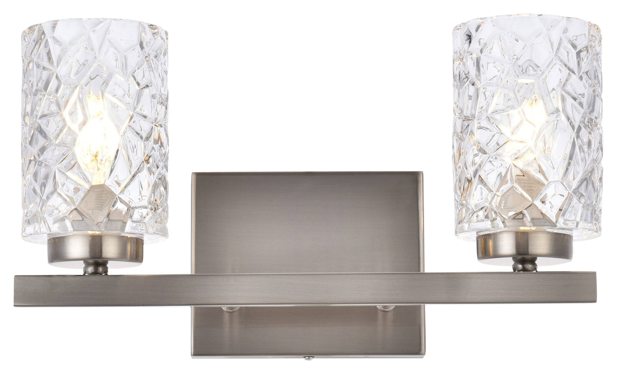 2 Lights Bath Sconce in Stain Nickel with Clear Shade W9061