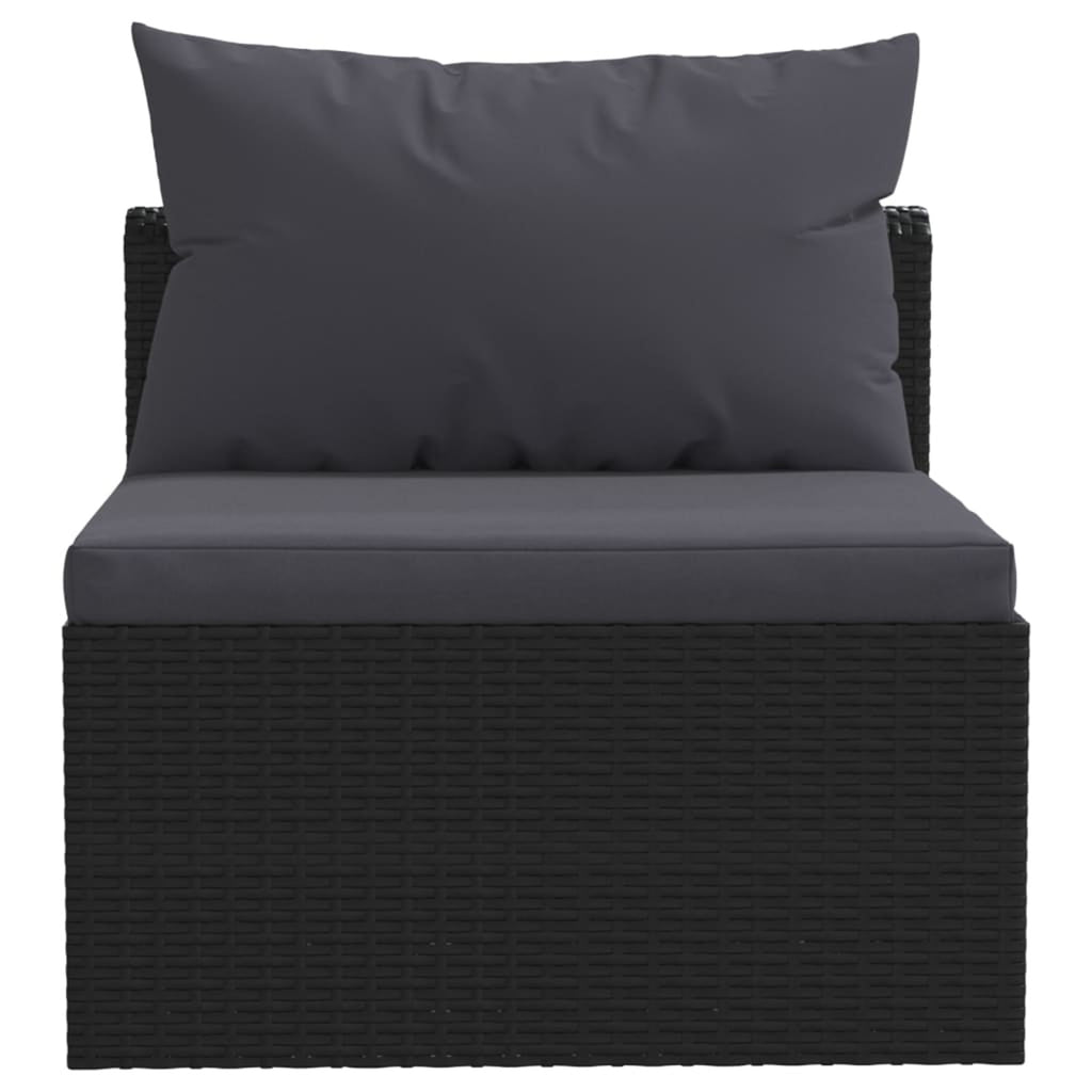 4 Piece Patio Sofa Set with Cushions Poly Rattan Black Q16074