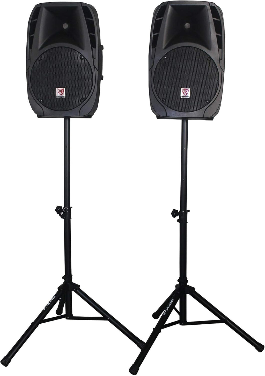 12" Speakers PA System Package with Mixer, Stands, Mics, Bluetooth W4277