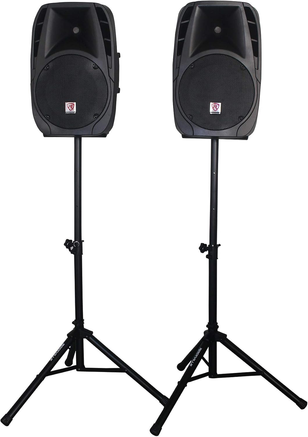 12" Speakers PA System Package with Mixer, Stands, Mics, Bluetooth W4277