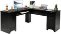 L Shaped Corner Computer Desk with Storage Drawers & Cabinet A2887