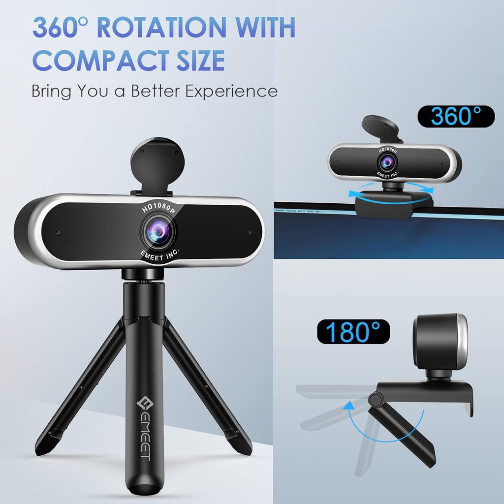 1080P Auto Focus Webcam with Microphone, Privacy Cover, 96° Ultra Wide Angle, Pack of 2 H37627