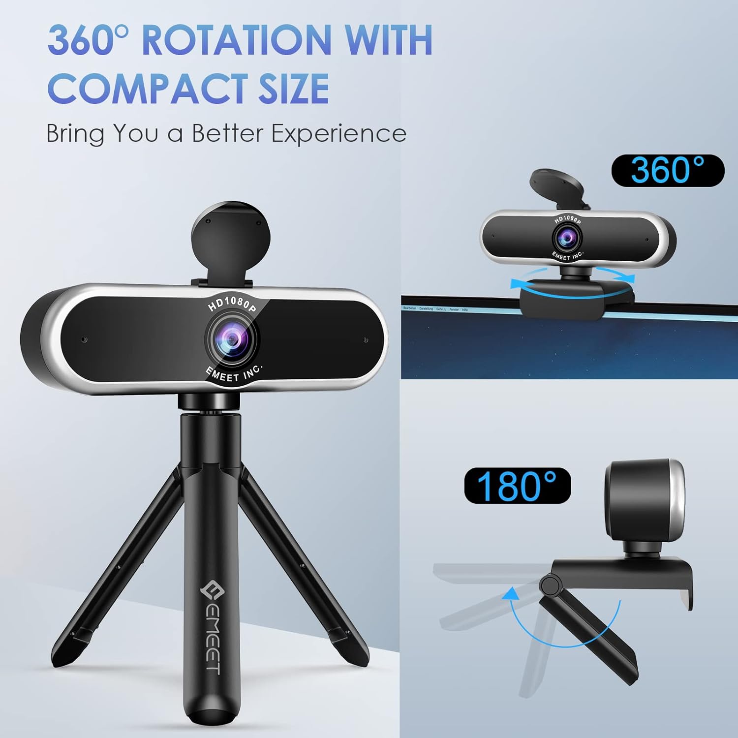 1080P Auto Focus Webcam with Microphone, Privacy Cover, 96° Ultra Wide Angle, Pack of 2 H37627