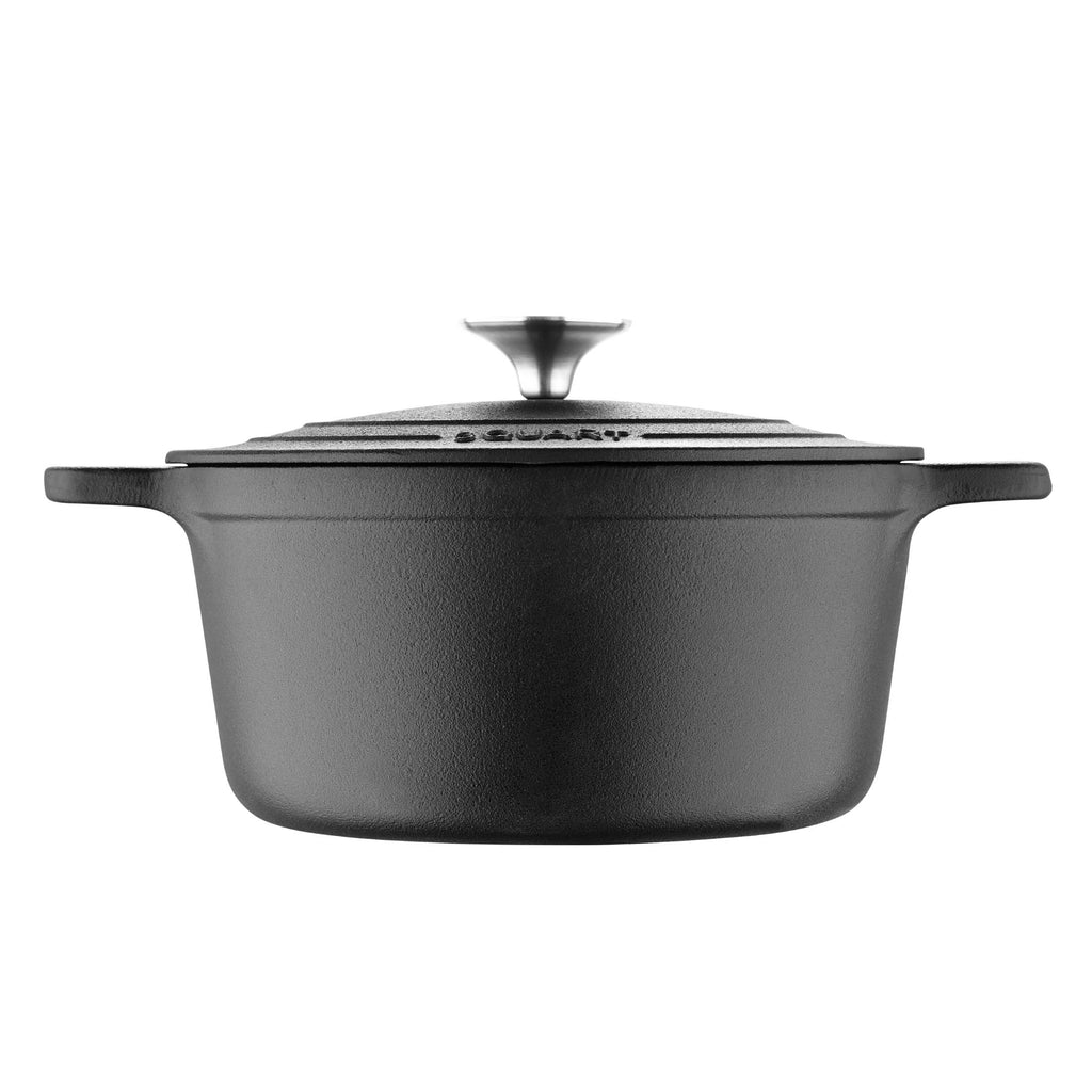 3 Qt Pre Seasoned Cast Iron Round Dutch Oven with Self Basting Lid and Stainless Steel Handle E642470