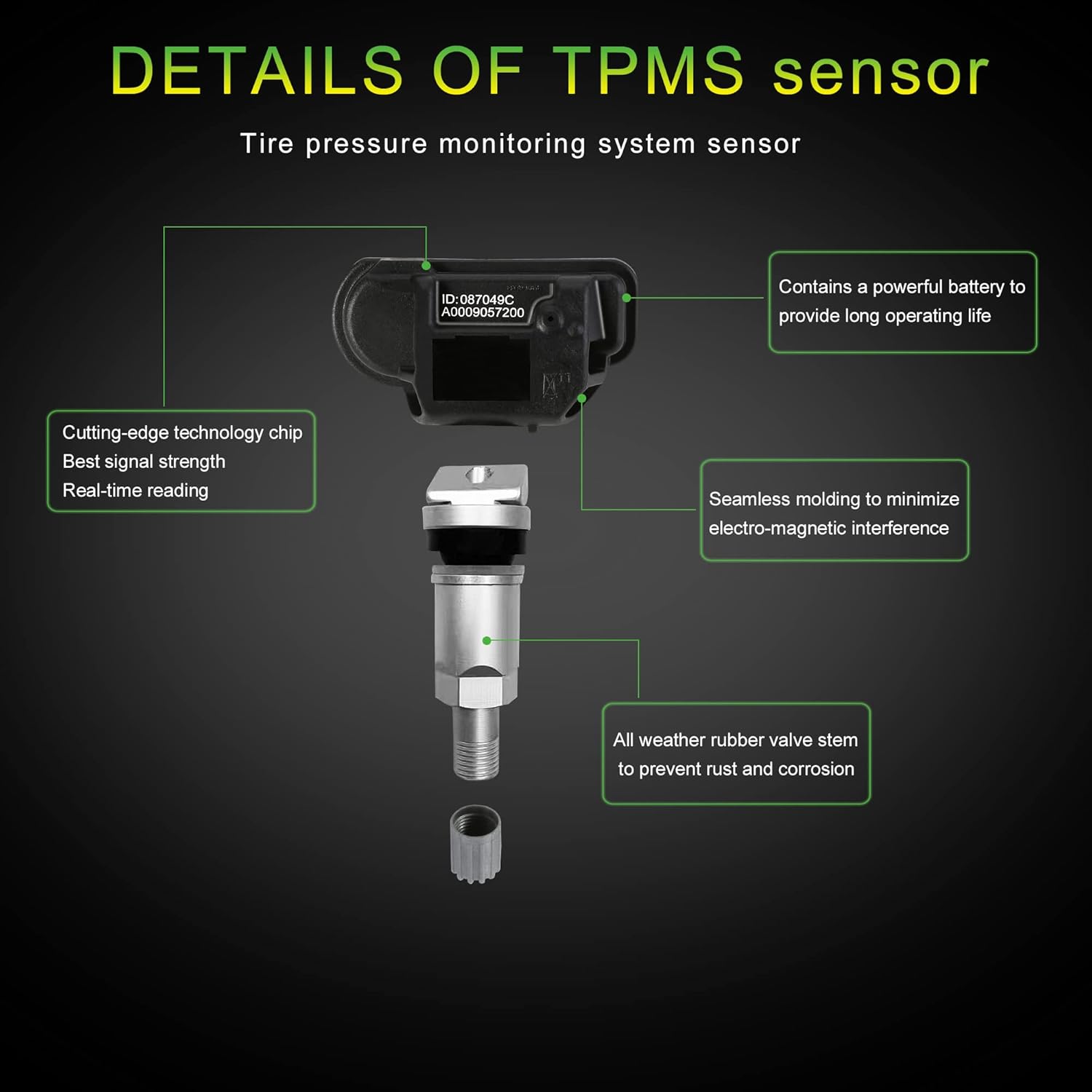 TPMS Sensor 433MHz Tire Pressure Sensor Replacement (4PCS) X3185