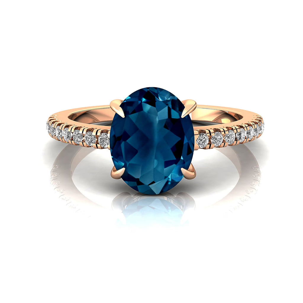 Solid Gold Halo London Blue Topaz Diamond Ring W357