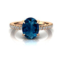 Solid Gold Halo London Blue Topaz Diamond Ring W357