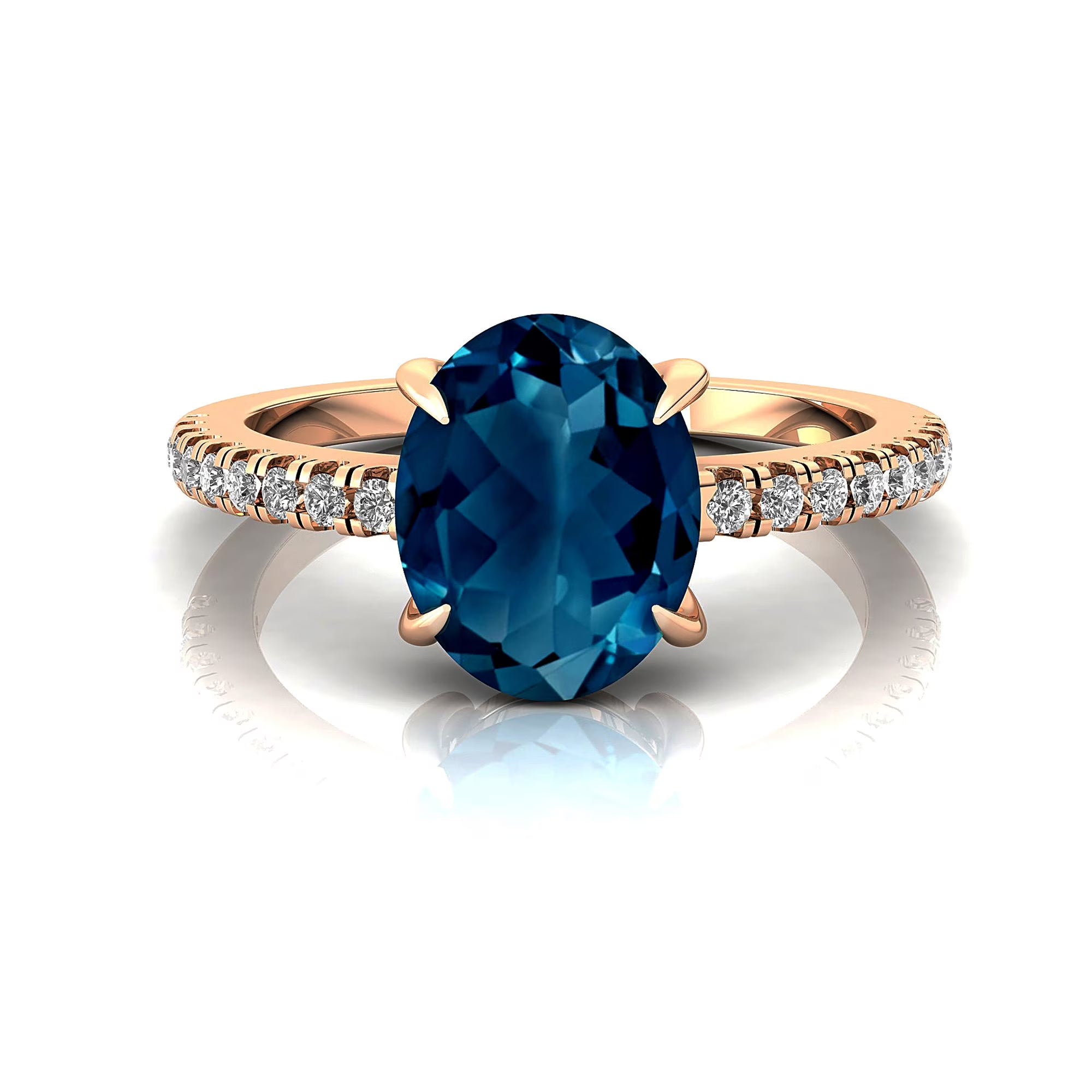 Solid Gold Halo London Blue Topaz Diamond Ring W357