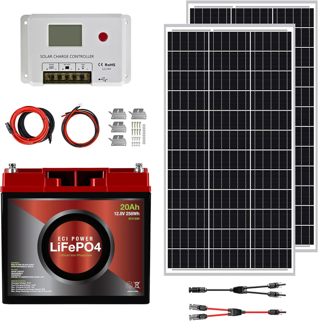 100W 12V Solar Power Kit with 20Ah LiFePO4 Battery S90553