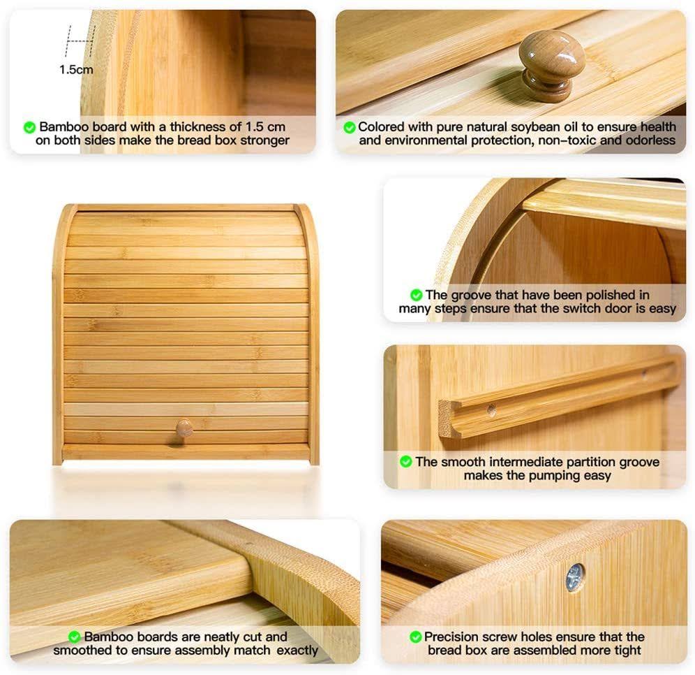 Bamboo 2 Layer Rolltop Bread Box M212