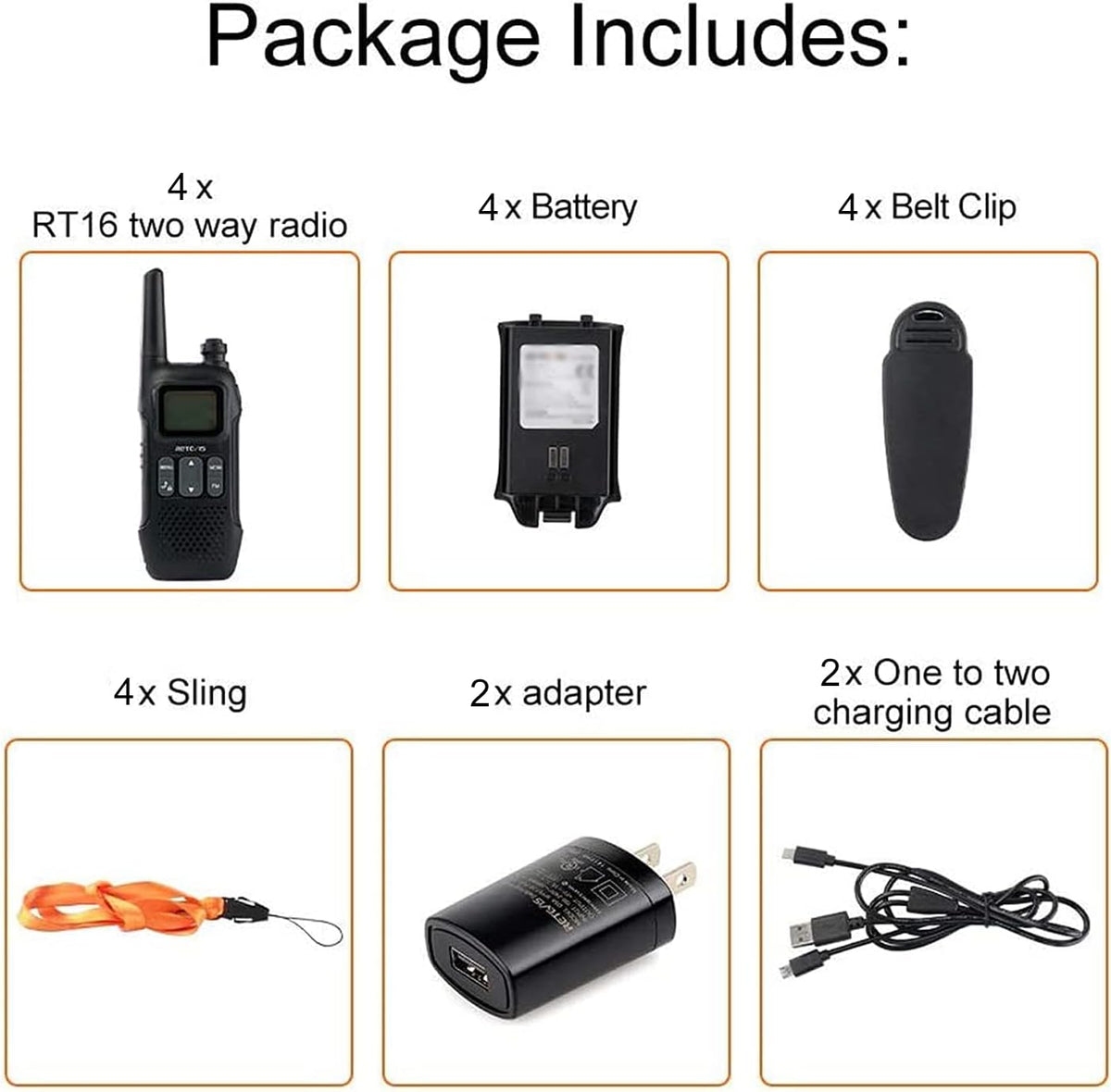 4 Pack Rechargeable Two Way Radio Walkie Talkies A23412