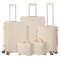 Cream Beige 5PCS Travel Luggage Set with Makeup Case J2672
