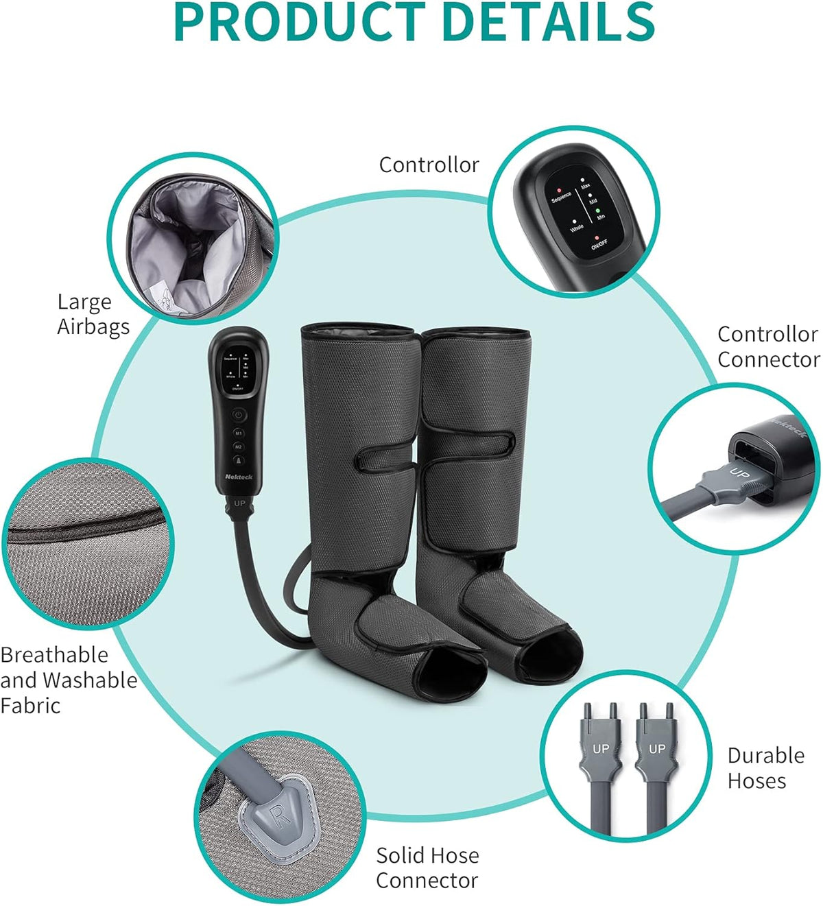 Leg Massager with Air Compression, Foot and Calf Massage Machine with Hand-held Controller 2 Modes 3 Intensities, Adjustable Leg Wraps Z804563