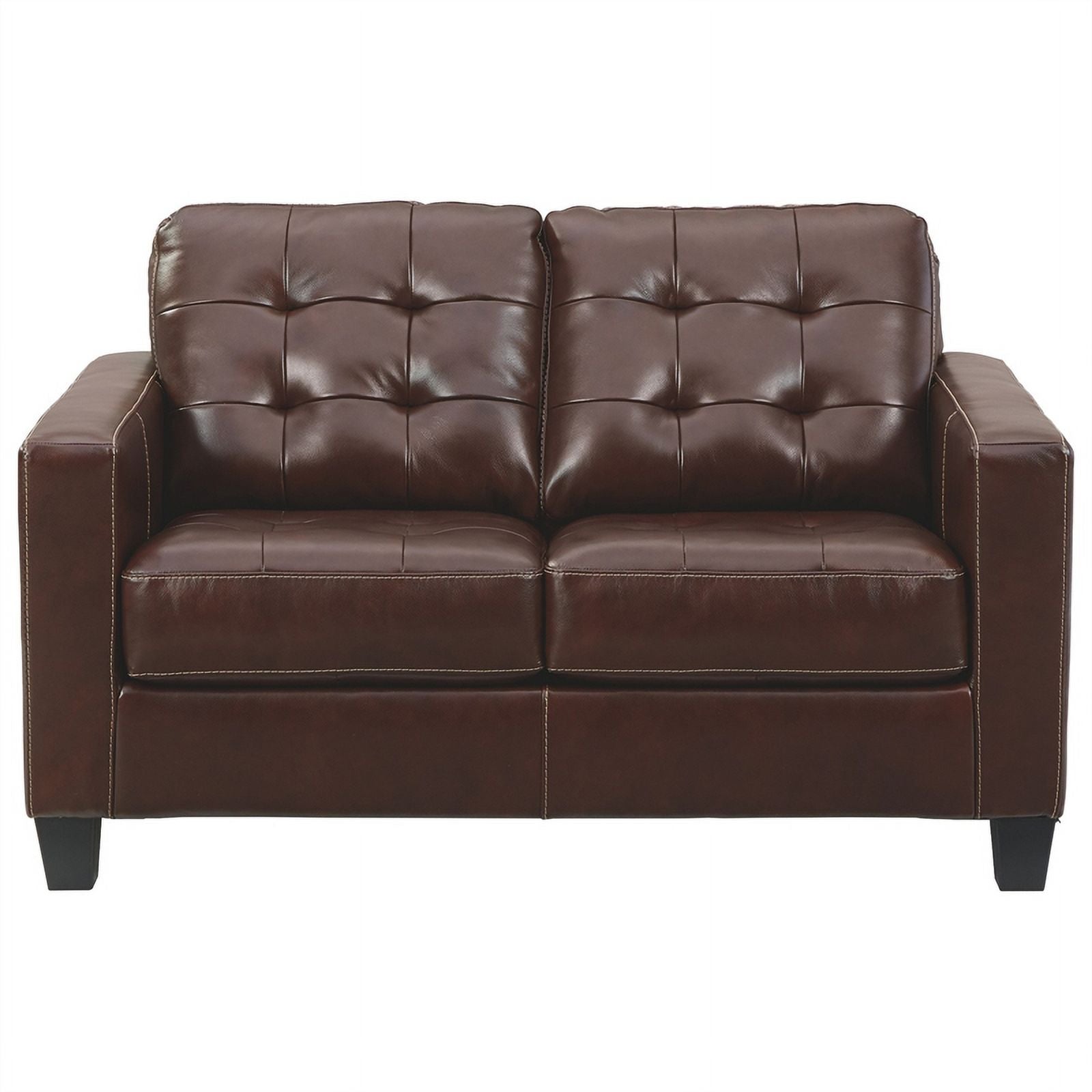 Brown Leatherette Loveseat with Track Armrests P500