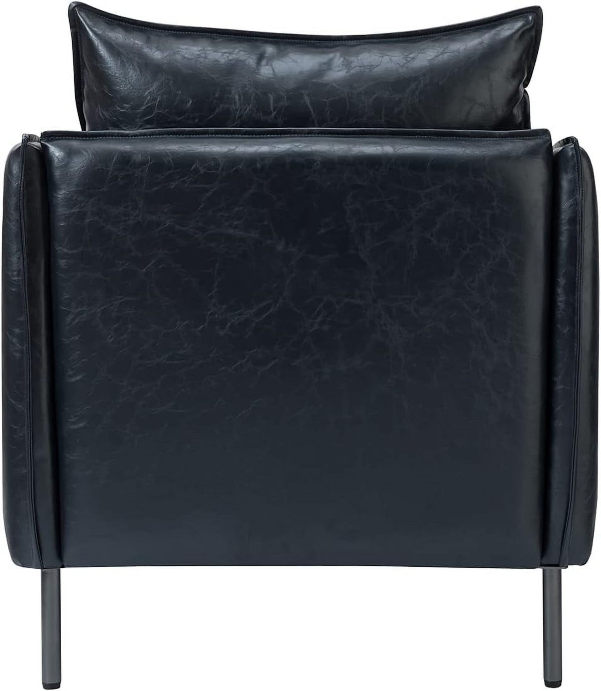 Navy Faux Leather Armchair with Moveable Cushion Y890
