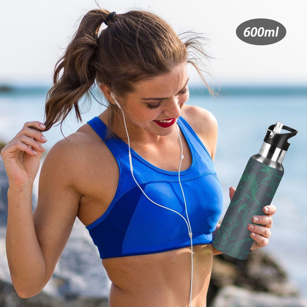 Green Drawn Stainless Steel Insulated Water Bottle with Straw Lid X673523