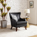 Black Faux Leather Wingback Accent Chair with Nailhead Trim K42694