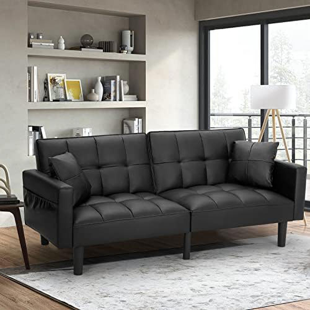 Modern Linen Fabric Convertible Sofa Bed with Adjustable Back and Arms H6921