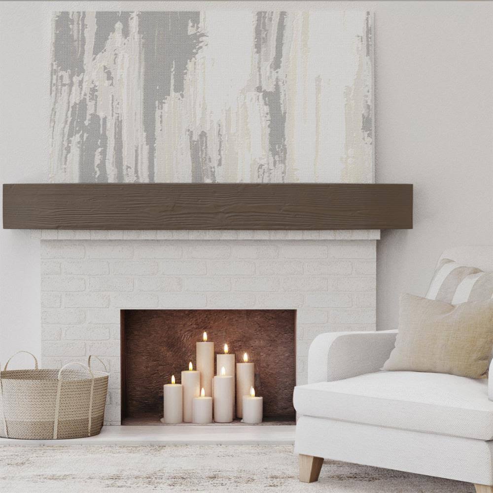 Sandblasted Faux Wood Fireplace Mantel, Burnished Mahogany W95543