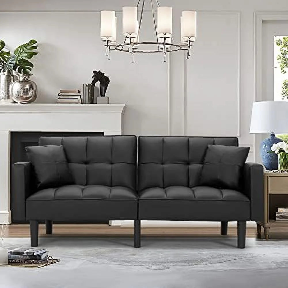 Modern Linen Fabric Convertible Sofa Bed with Adjustable Back and Arms H6921