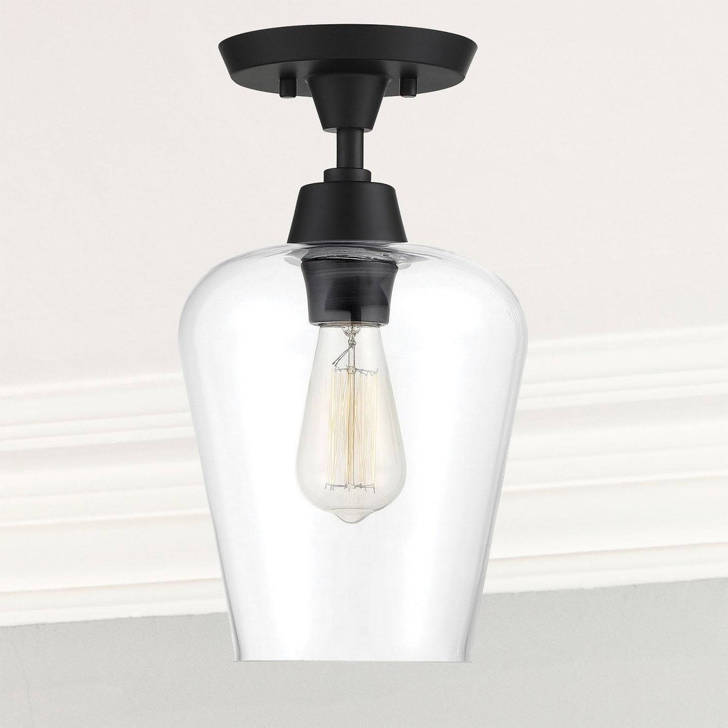 One Light Semi Flush Mount Black Q123