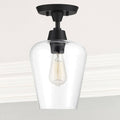 One Light Semi Flush Mount Black Q123