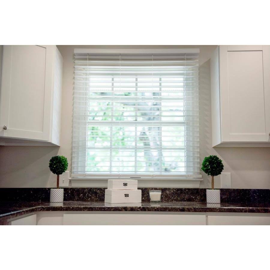 Cordless Soft White Faux Wood Room Darkening Blinds X452659