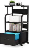 Black 3 Tier Mobile File Cabinet with Printer Shelf and Legal Size Drawer J98689