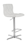 White Leatherette and Steel Bar Stool C50138