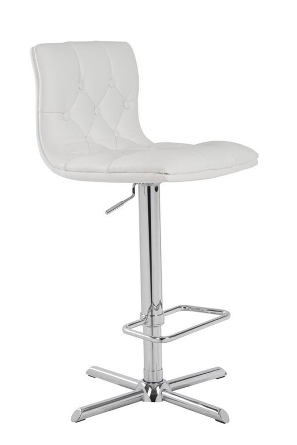 White Leatherette and Steel Bar Stool C50138