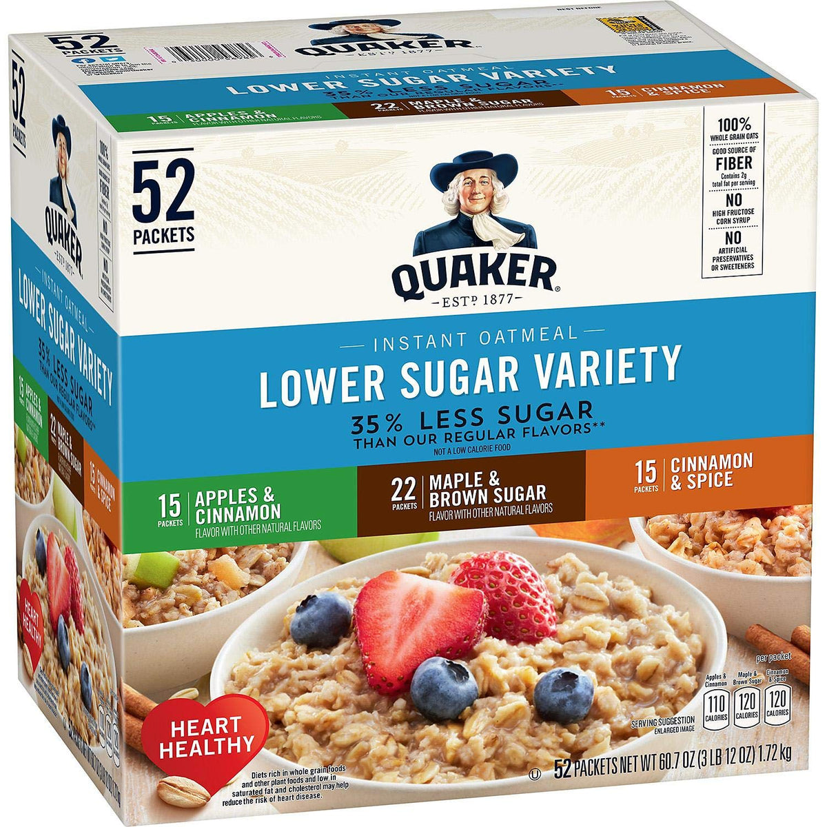Lower Sugar Instant Oatmeal Variety Pack 52 pk. M36435