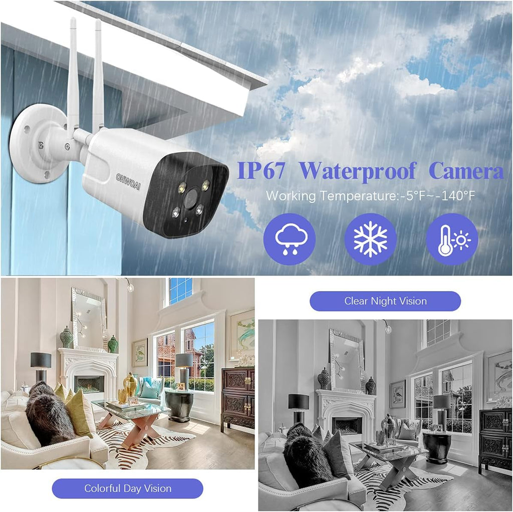 Wireless Security Camera System, 8Pcs 5.0MP CCTV Home Wi-Fi IP Cameras, 8 Channel NVR, 4TB HDD, IP67 M25796