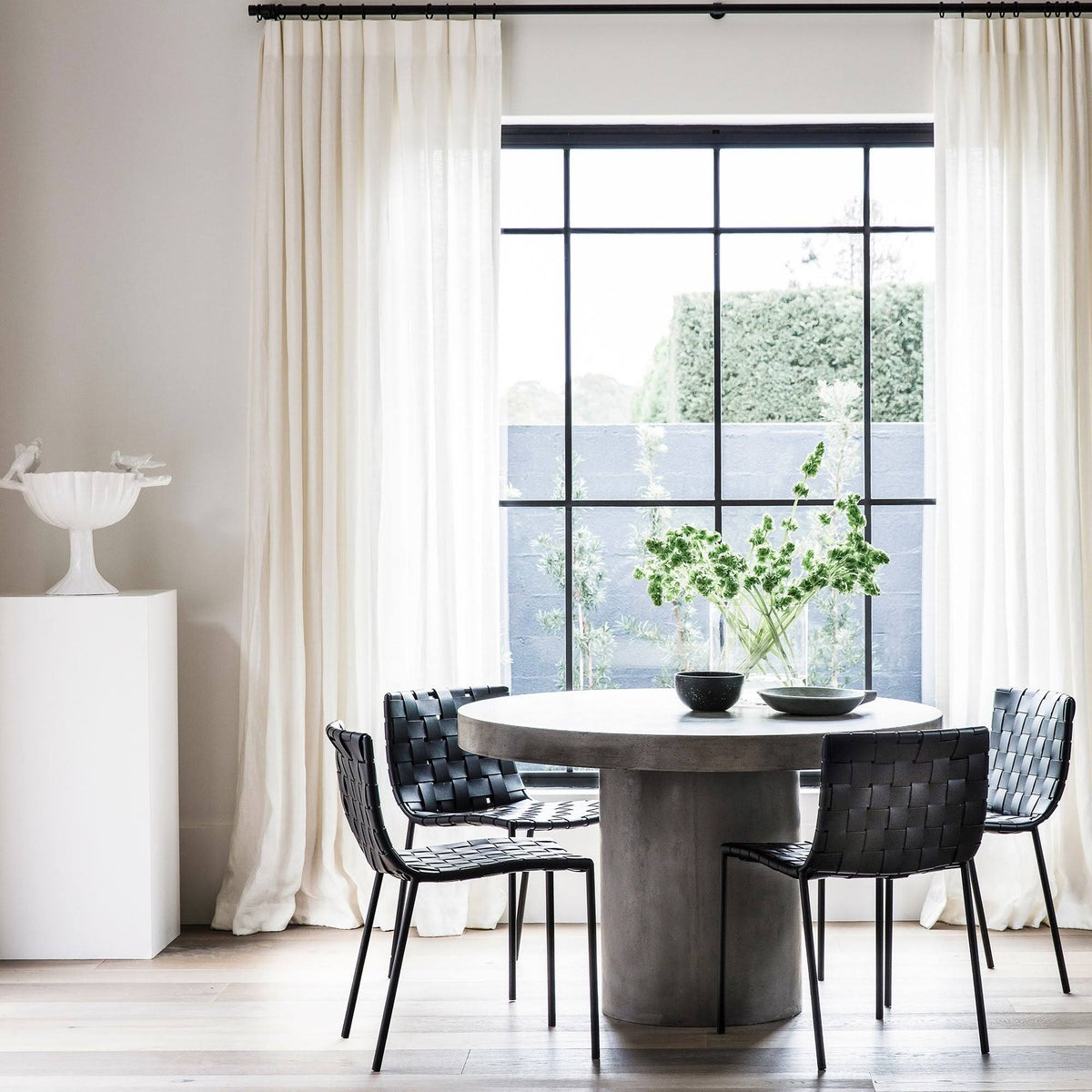 Black Leather Weave Dining Chair I387