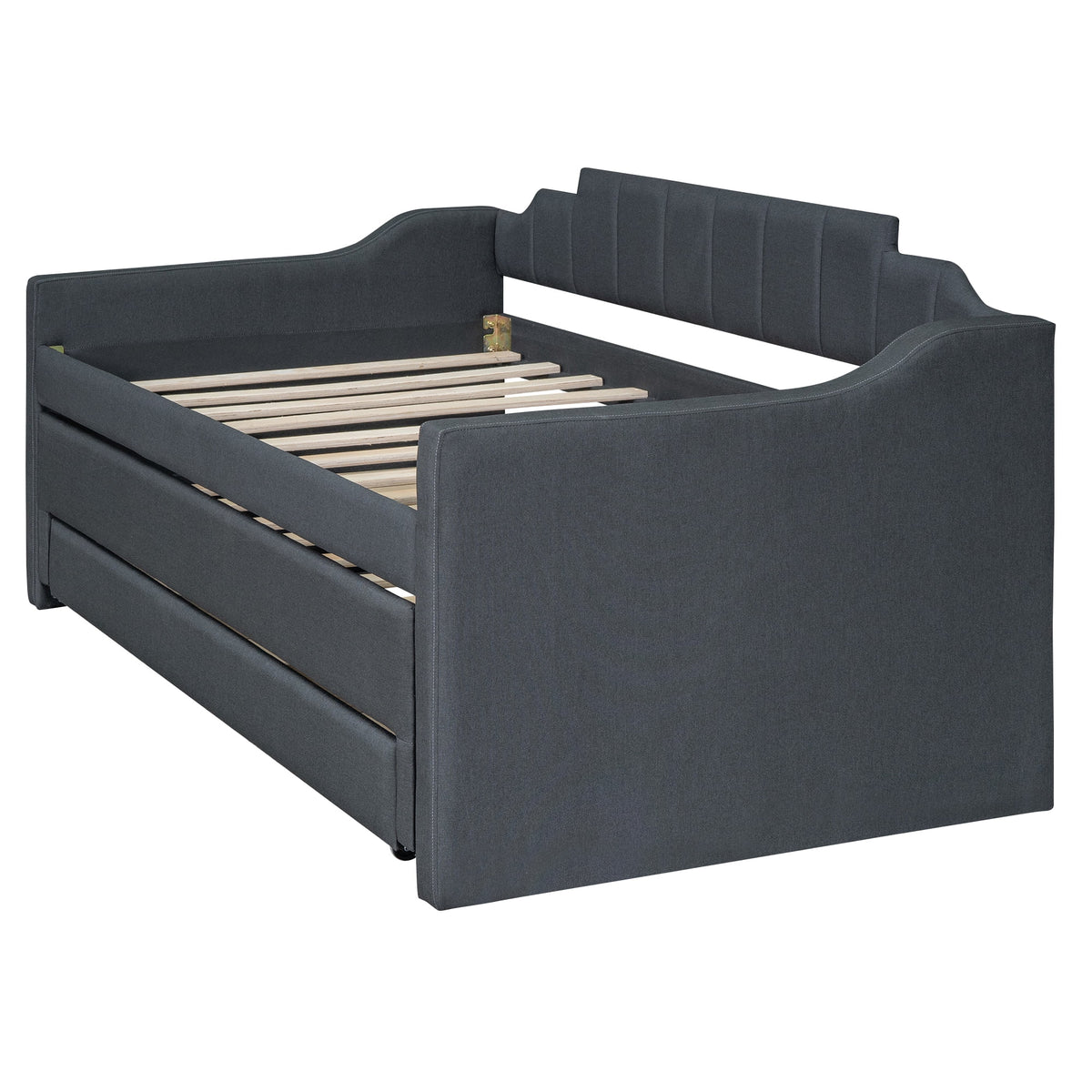 Twin Size Upholstered Daybed with Trundle and Drawers, Dark Gray G5128