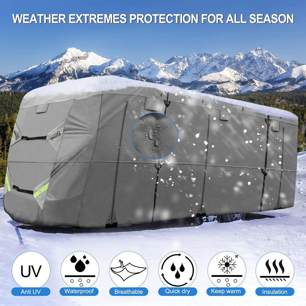 RV Cover Non-Woven Fabric Waterproof Fits 33’ - 37’ Camper Motorhome E428