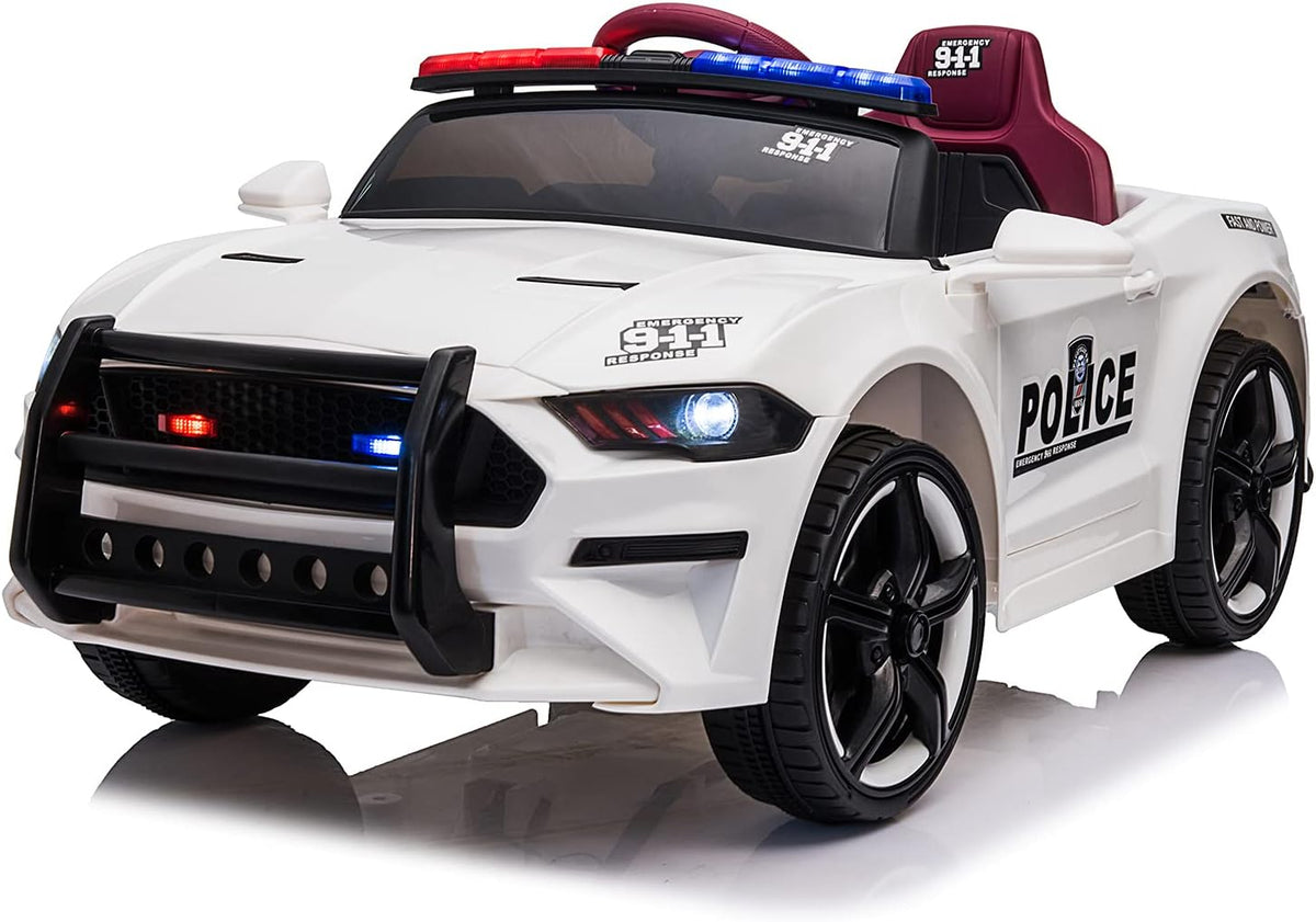 12V Battery Powered Ride on Car Police Car with Parent Remote Control (Rose Red) M903488