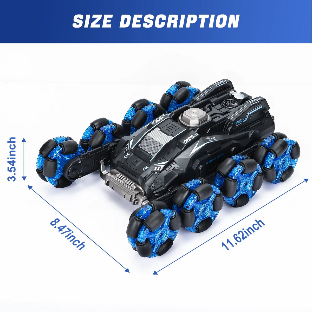 Blue Eight Wheel Remote Control Stunt Car C516