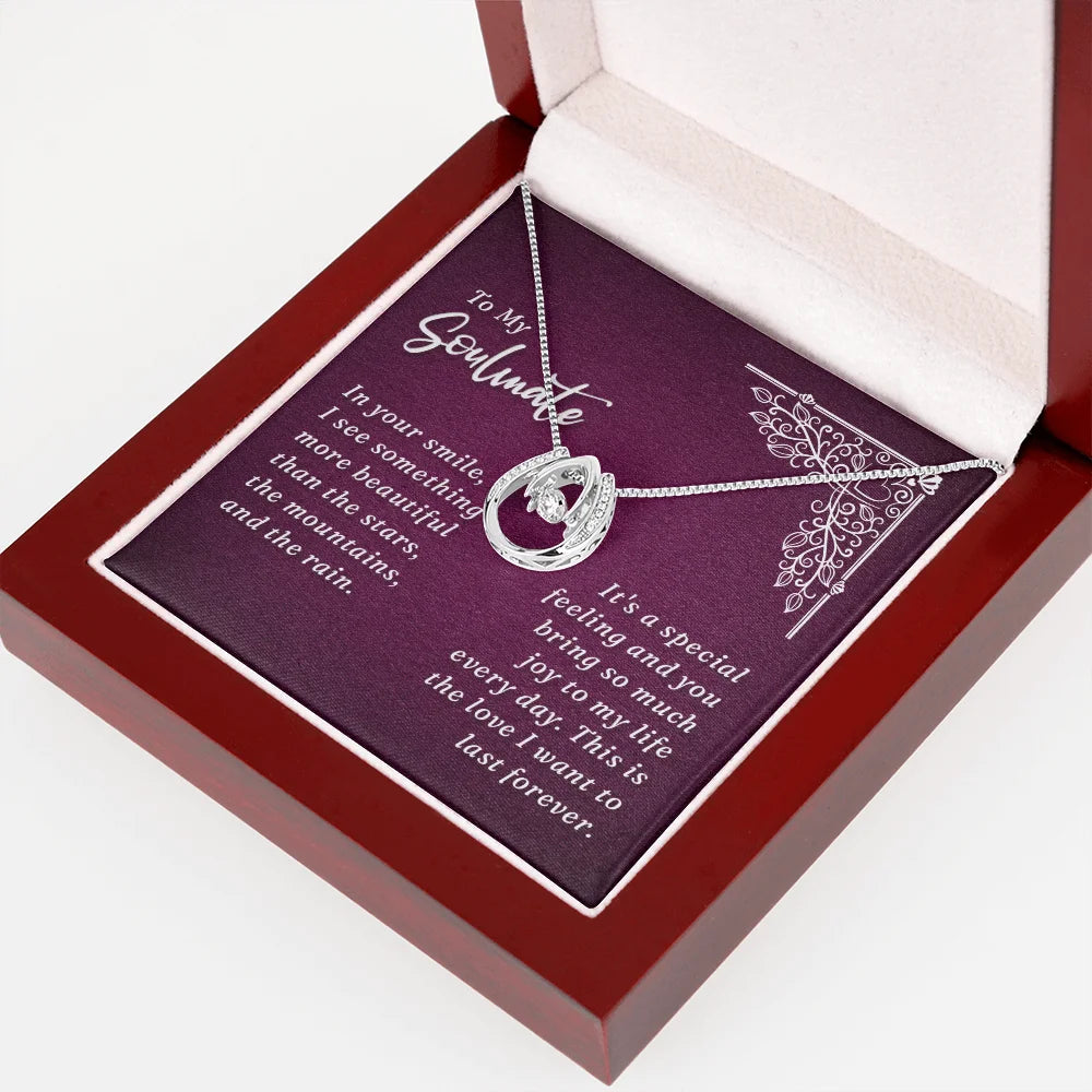 Lucky Horseshoe Necklace Message Card 14k CZ Crystals Y4342