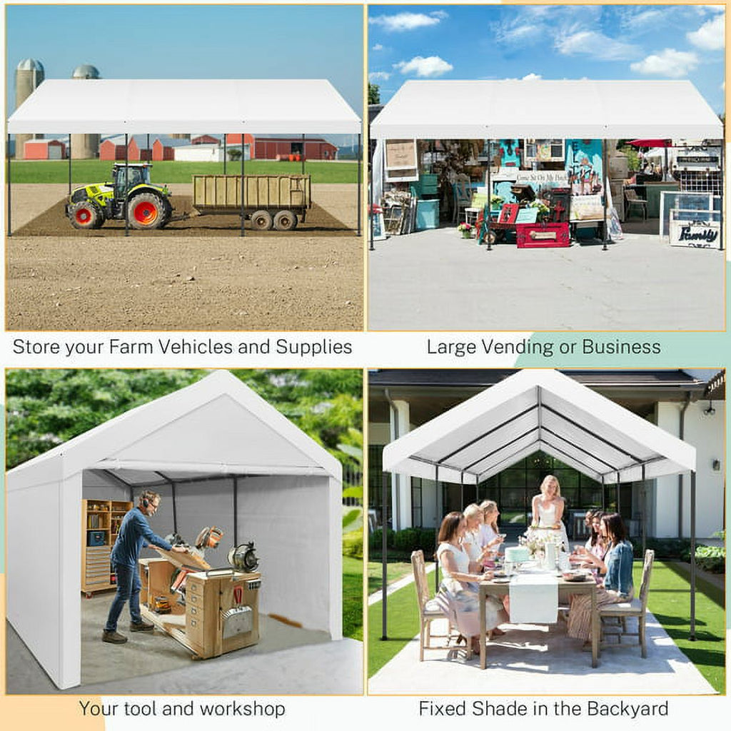 10x20ft Heavy Duty Double-Layer Waterproof Steel Frame Carport Canopy B7311