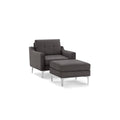 Modular Armchair with Ottoman, Dark Gray, 1 Seater, Chrome Metal Legs S34703