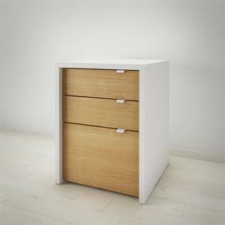 3-Drawer White and Natural Maple Filing Cabinet W1575
