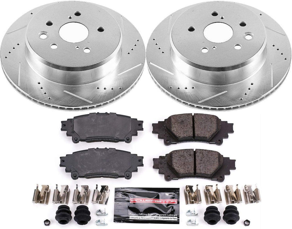 Rear Z23 Carbon Fiber Brake Pads with Drilled & Slotted Brake Rotors Kit W394