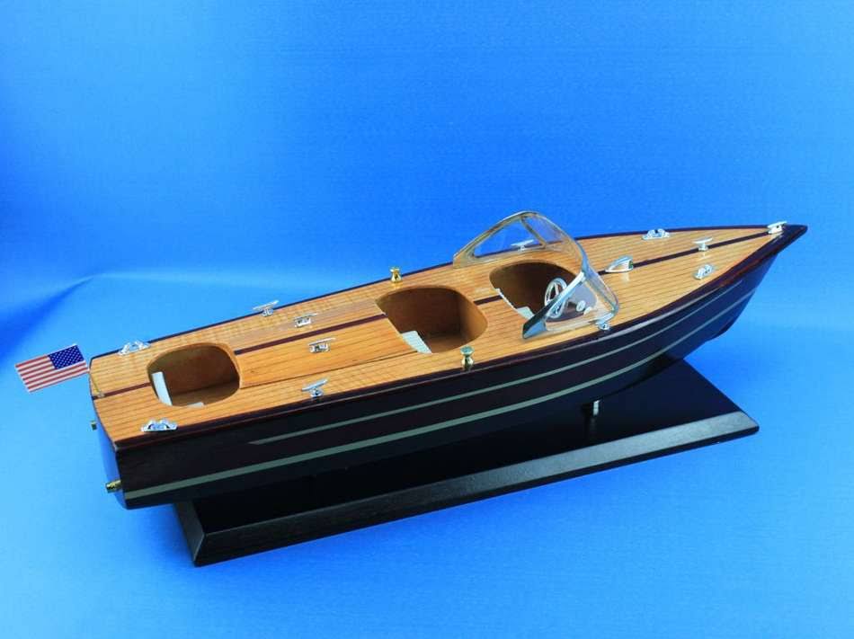 Wooden Chris Craft Triple Cockpit Model Speedboat 20x22 E368