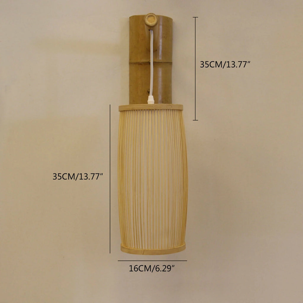 Vintage Bamboo Wicker Rattan Wall Sconce Lamp O490301