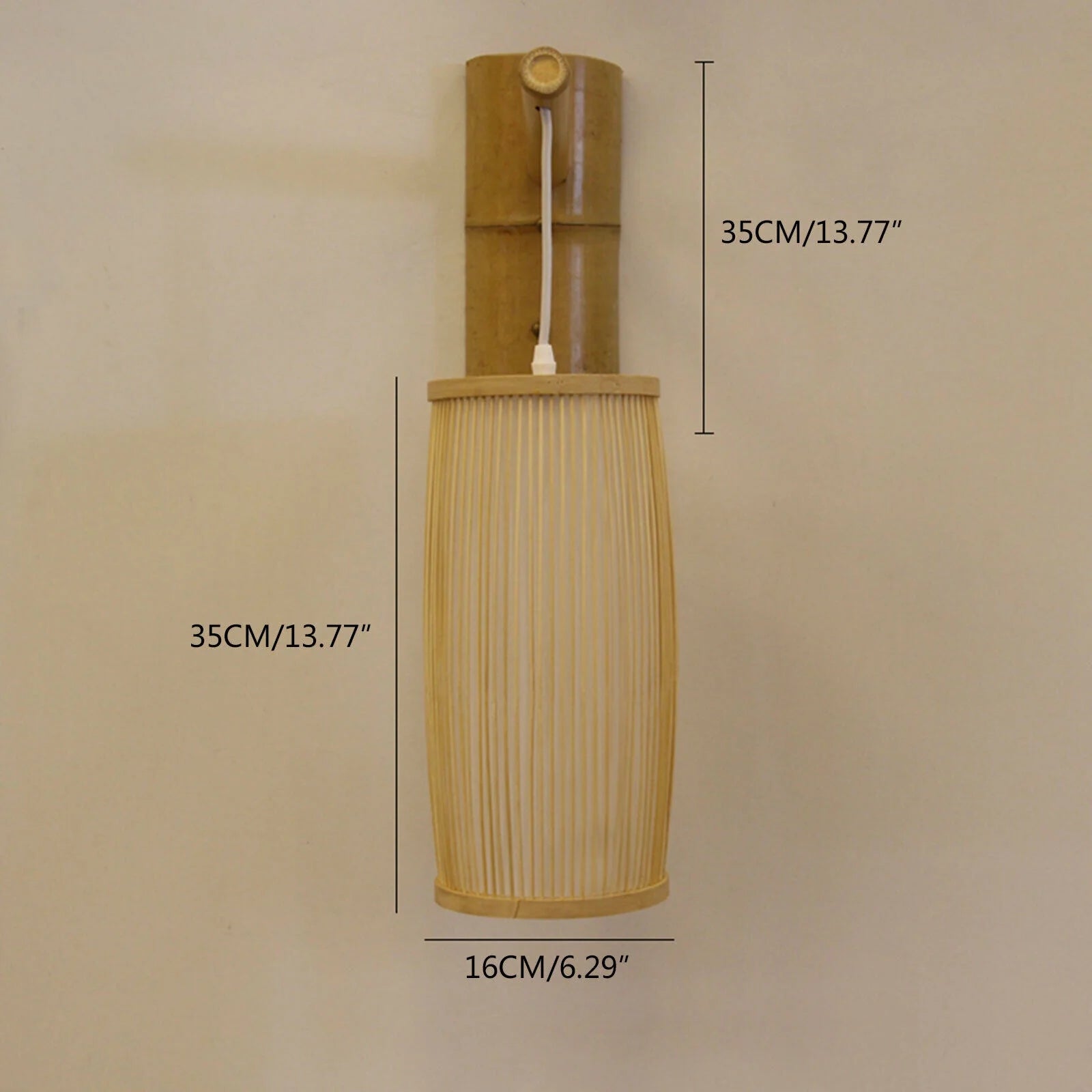Vintage Bamboo Wicker Rattan Wall Sconce Lamp O490301